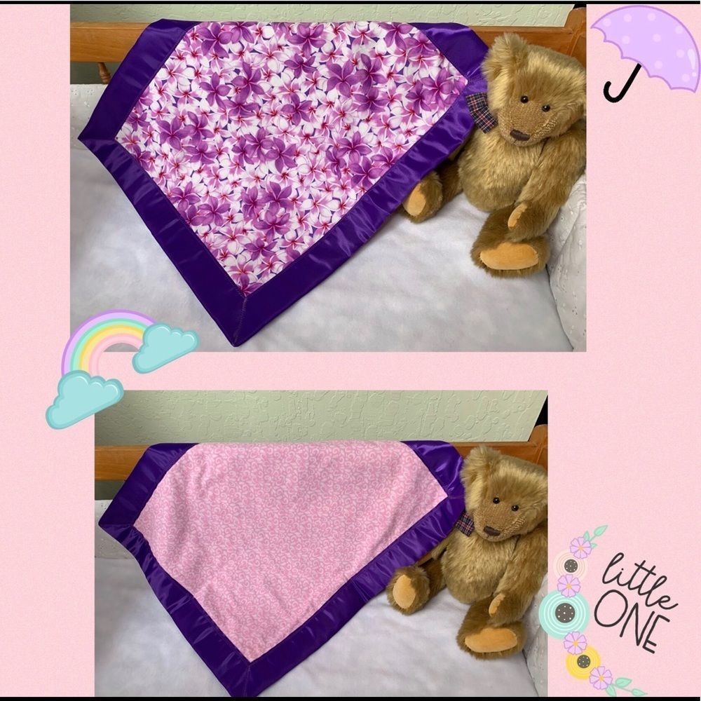 Handmade Aloha print cuddle blanket w/Mickey Mouse Embroidery